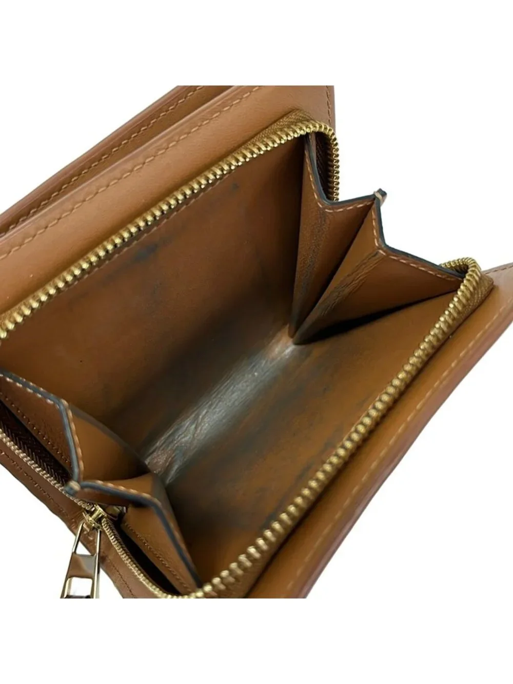 Loewe Bifold Wallet Puzzle Ivory Beige Light Gray Round Fastener Leather